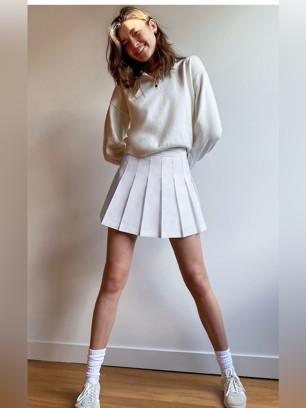 Aritzia Sunday Best Olivia Skirt White Size 4 Mini Skirt Cotton Blend